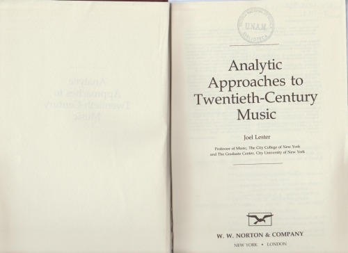 Analytic Approaches to Twentieth Century Music